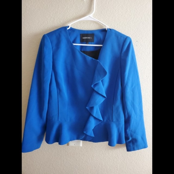Lafayette 148 New York Jackets & Blazers - Lafayette 148 New York Cobalt Blue Ruffled Peplum Career Jacket Blazer Jacket
